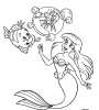 dla kolorowanka do wydruku z bajki Disney Mała Syrenka Ariel - mali przyjaciele syrenki, rybka Florek i krab Sebastian